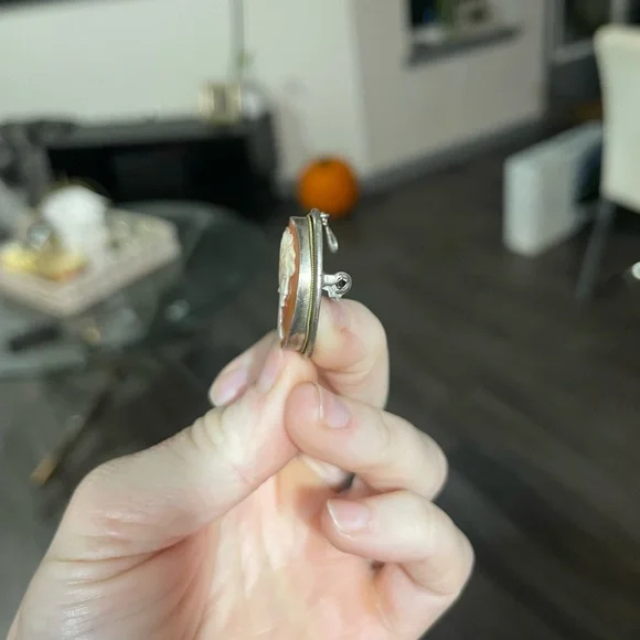 Cameo stamped 800 vintage brooch or pendant - Picture 2 of 6